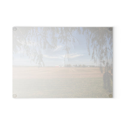 U R There Photography Cass City Farm Rustic Farmhouse Tempered-Glass Cutting Board