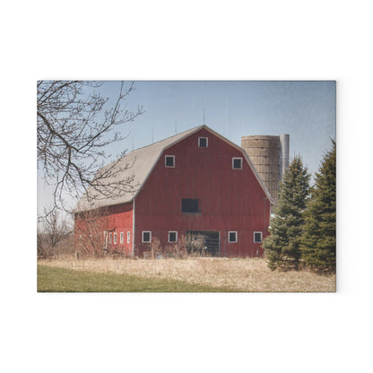 U R There Photography Hadley Red II Rustic Farmhouse Tempered-Glass Cutting Board