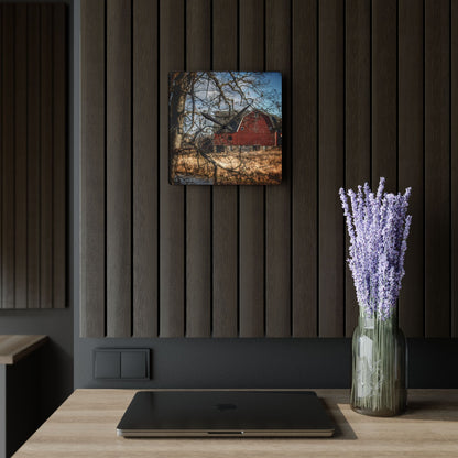 U R There Photography Greenwood Road Hidden Rustic Farmhouse Acrylic Analog Wall Clock