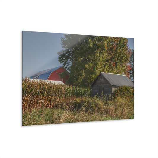 U R There Photography Barnes Road Hidden Red and Little Grey Rustic Farmhouse Acrylic Wall Print