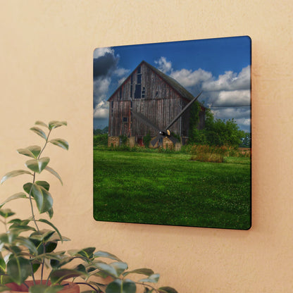 U R There Photography Bohms Road Grey II Rustic Farmhouse Acrylic Analog Wall Clock
