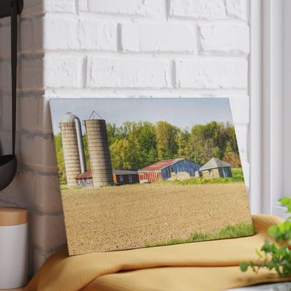 U R There Photography Deckerville Rusted Red Shack Rustic Farmhouse Tempered-Glass Cutting Board