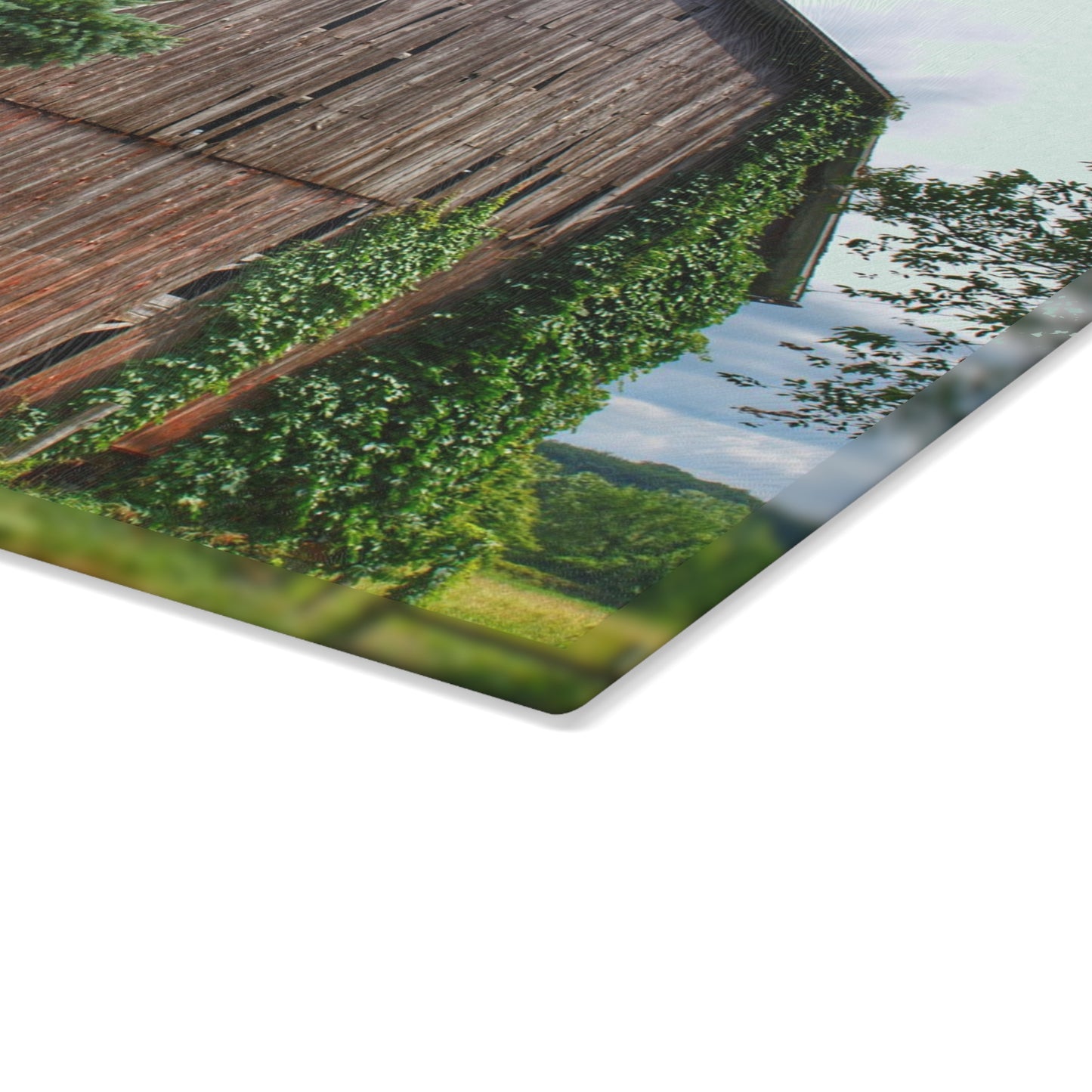 U R There Photography North Branch Ivy Grey I Rustic Farmhouse Tempered-Glass Cutting Board