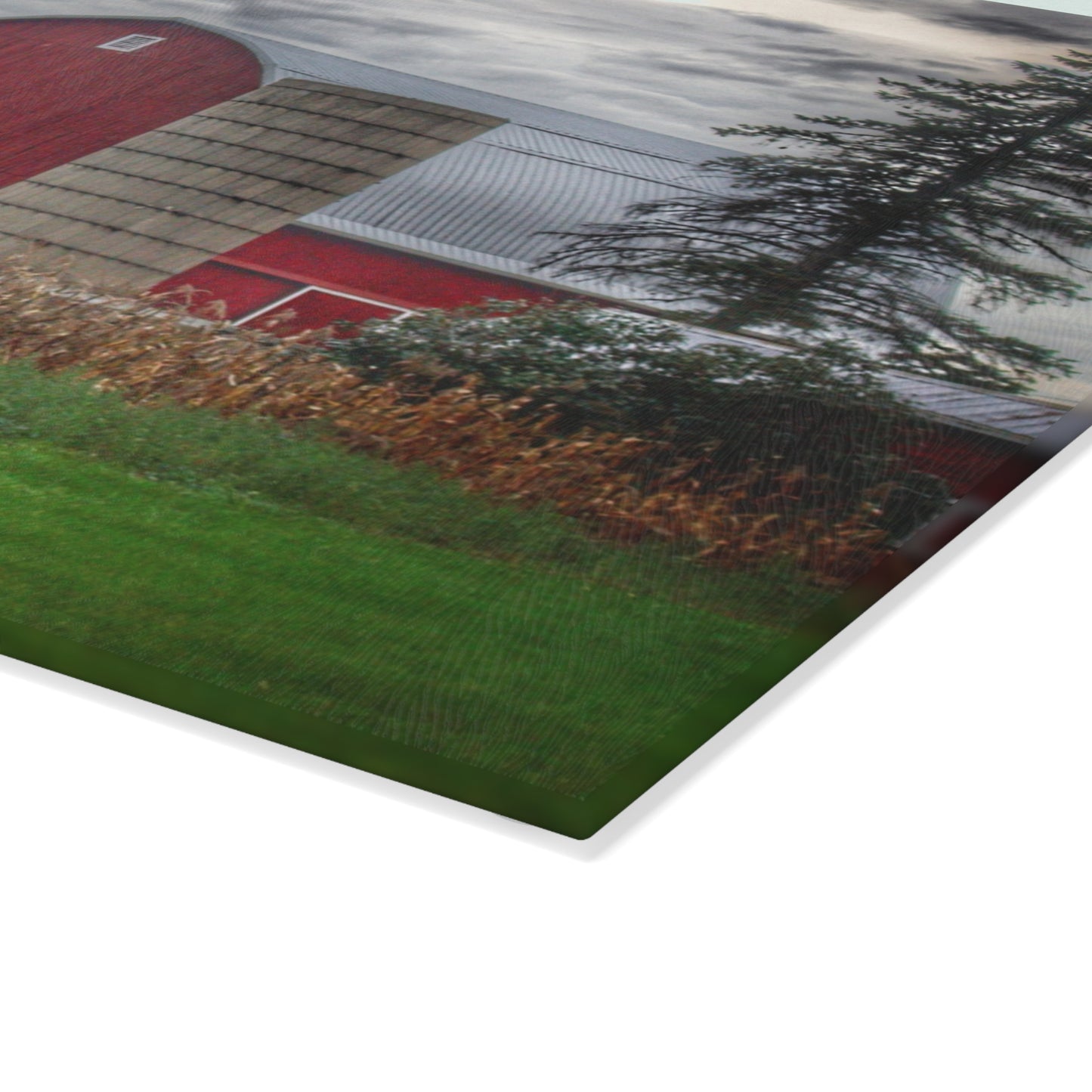 U R There Photography Haines Roadside Red and Silo Rustic Farmhouse Tempered-Glass Cutting Board