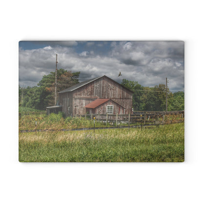 U R There Photography Millington Road Grey Horse Barn Rustic Farmhouse Tempered-Glass Cutting Board