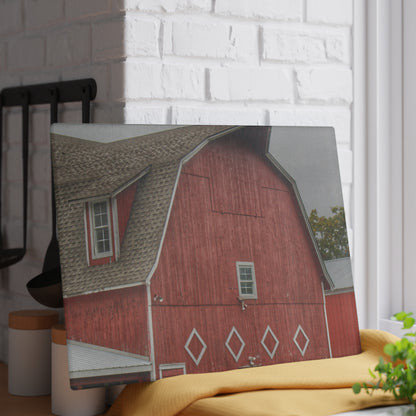 U R There Photography Brauer Road Red Rustic Farmhouse Tempered-Glass Cutting Board