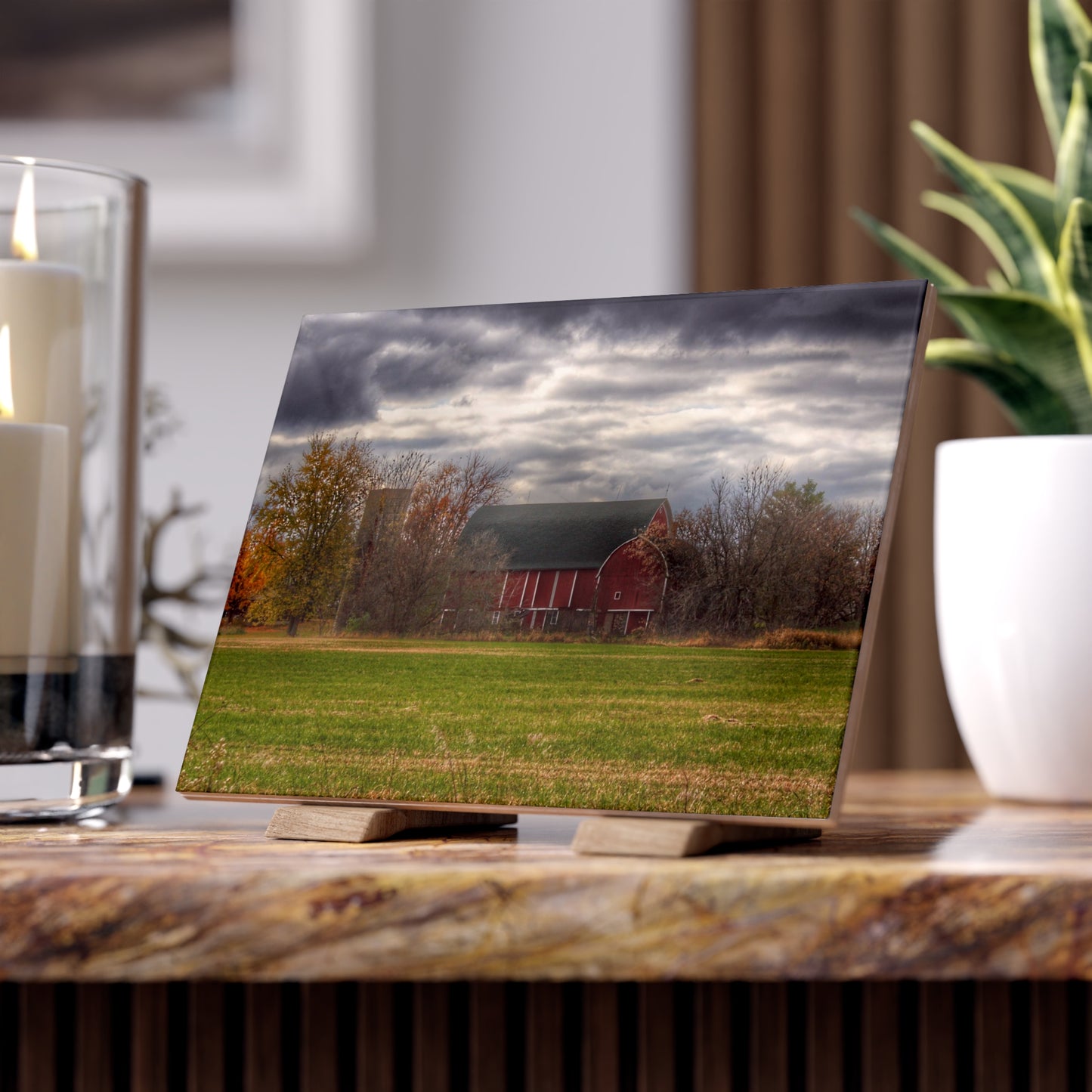 U R There Photography Booth Road Hidden Red I Rustic Farmhouse Decorative Ceramic Tile