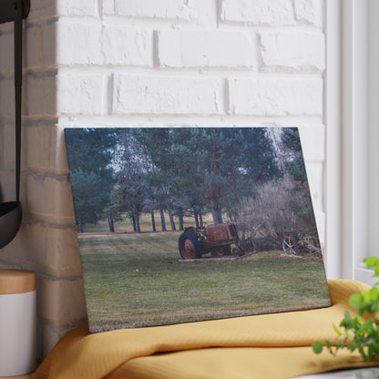 U R There Photography Casey Road Yard Art II Rustic Farmhouse Tempered-Glass Cutting Board