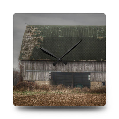 U R There Photography Stone Road Old Grey II Rustic Farmhouse Acrylic Analog Wall Clock