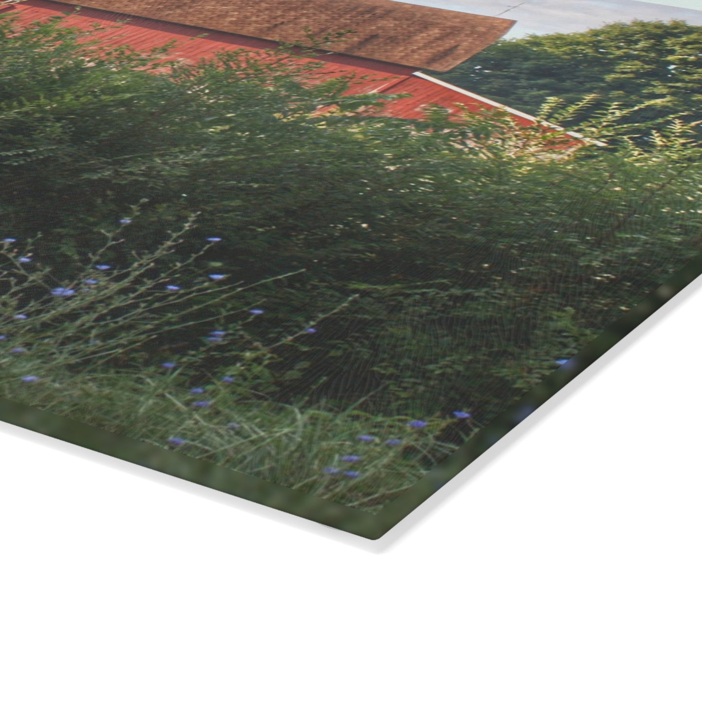 U R There Photography Genesee Road Red I Rustic Farmhouse Tempered-Glass Cutting Board