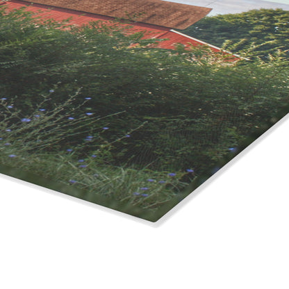 U R There Photography Genesee Road Red I Rustic Farmhouse Tempered-Glass Cutting Board