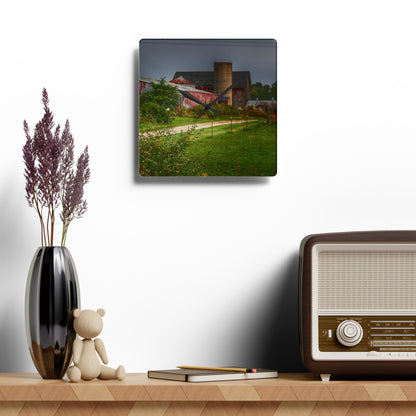 U R There Photography Path of Barns Rustic Farmhouse Acrylic Analog Wall Clock