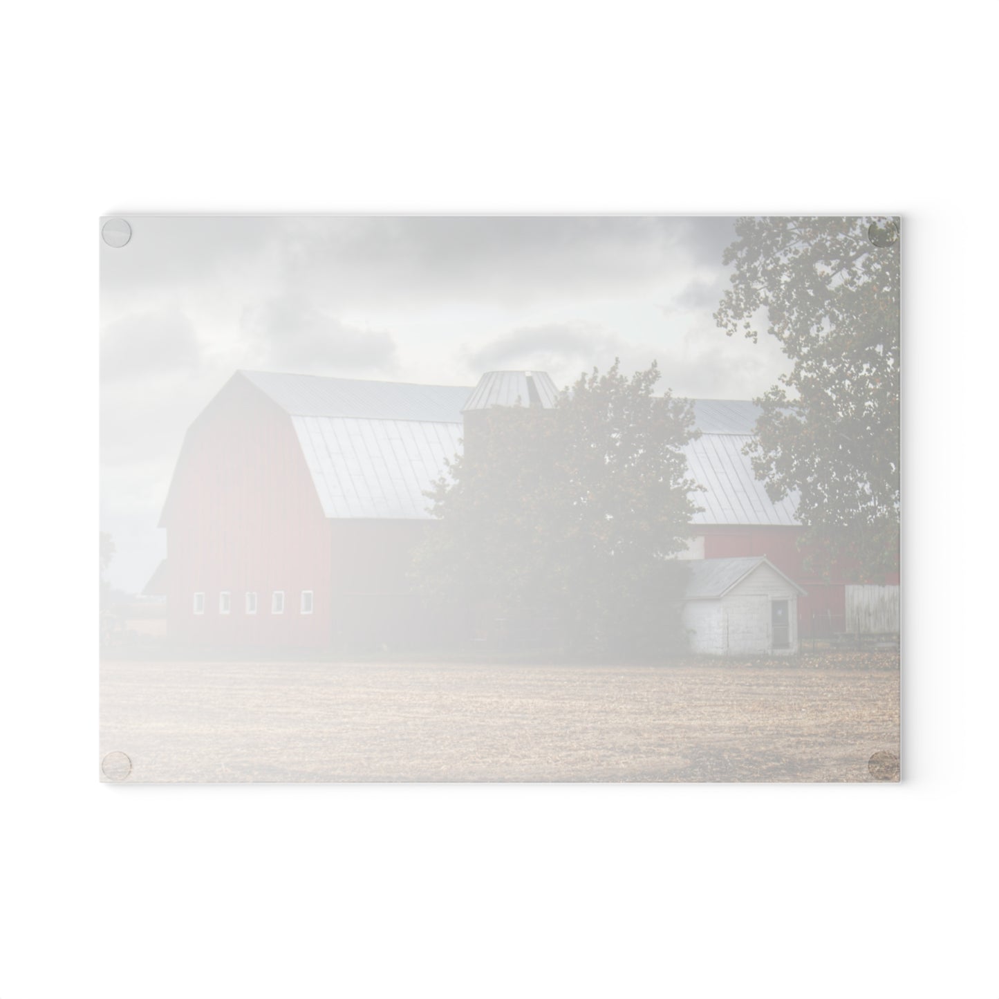 U R There Photography Wadsworth Road Red Rustic Farmhouse Tempered-Glass Cutting Board