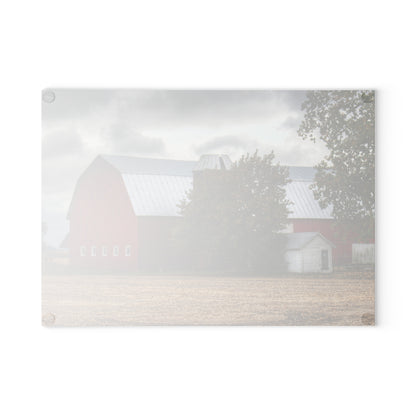 U R There Photography Wadsworth Road Red Rustic Farmhouse Tempered-Glass Cutting Board