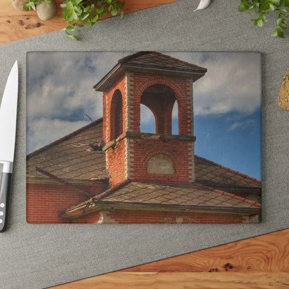 U R There Photography North Grove Road Schoolhouse II Rustic Farmhouse Tempered-Glass Cutting Board