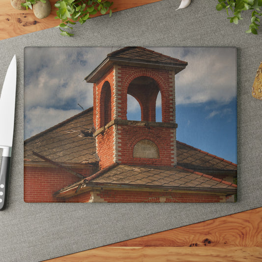 U R There Photography North Grove Road Schoolhouse II Rustic Farmhouse Tempered-Glass Cutting Board