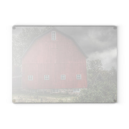 U R There Photography Vassar Road Red II Rustic Farmhouse Tempered-Glass Cutting Board