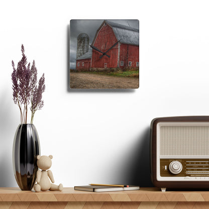 U R There Photography Stanley Road Reds Rustic Farmhouse Acrylic Analog Wall Clock