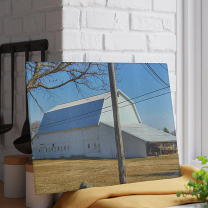 U R There Photography Wolcott White Rustic Farmhouse Tempered-Glass Cutting Board