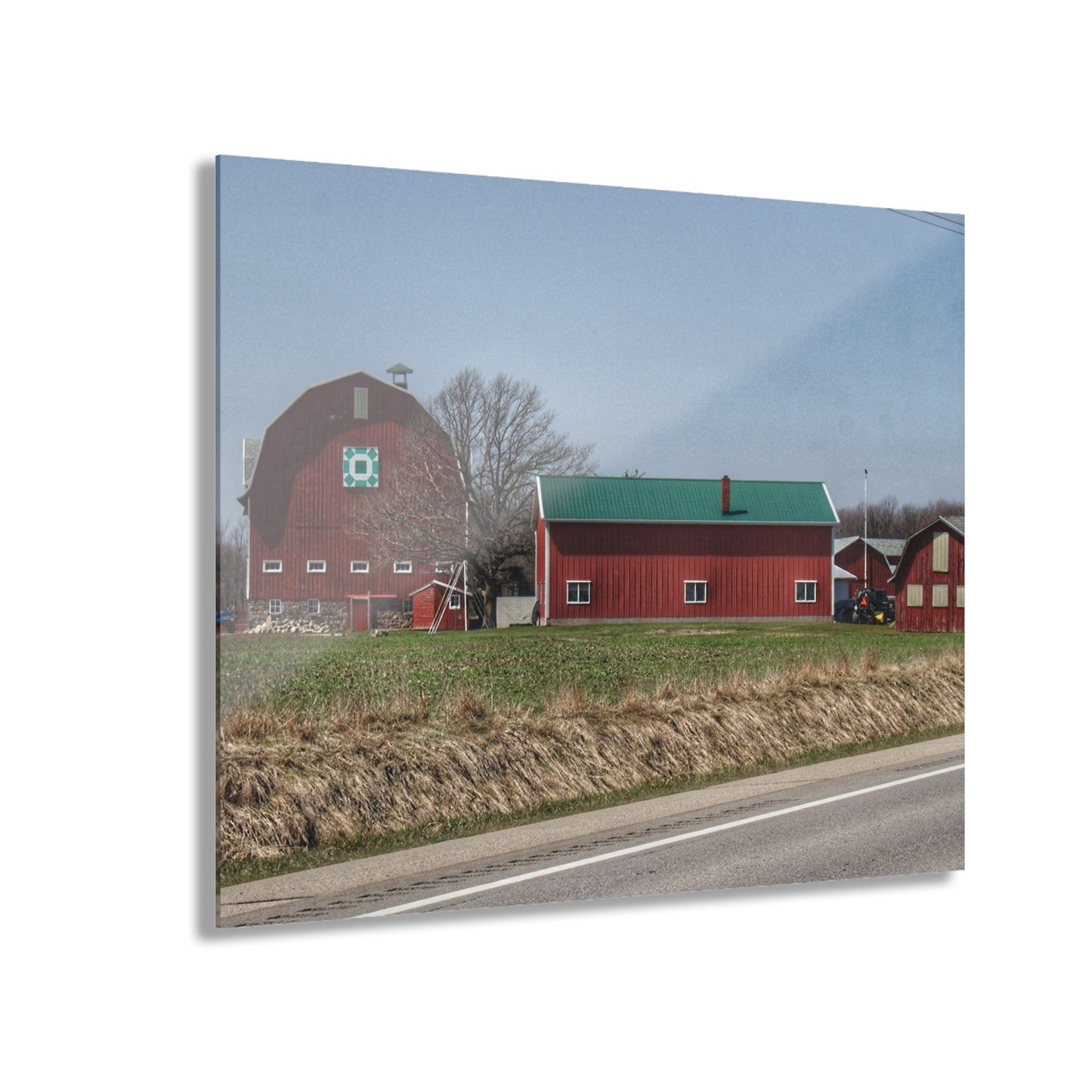 U R There Photography M-15 Quilted Red Rustic Farmhouse Acrylic Wall Print