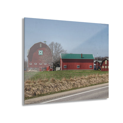 U R There Photography M-15 Quilted Red Rustic Farmhouse Acrylic Wall Print