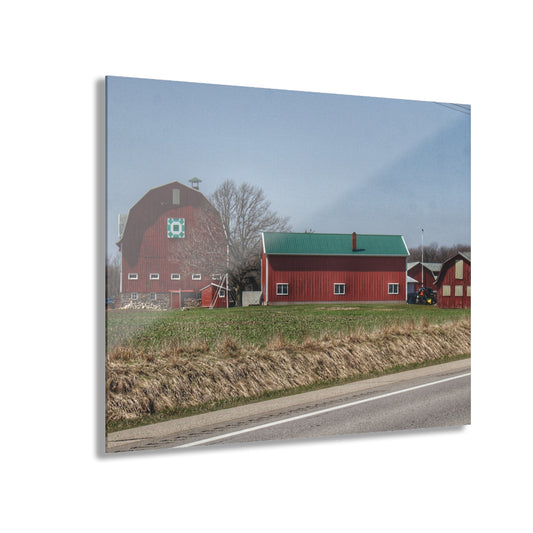 M-15 Quilted Red Rustic Farmhouse Acrylic Wall Print