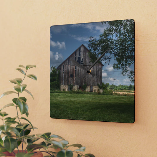 U R There Photography Bohms Road Grey I Rustic Farmhouse Acrylic Analog Wall Clock