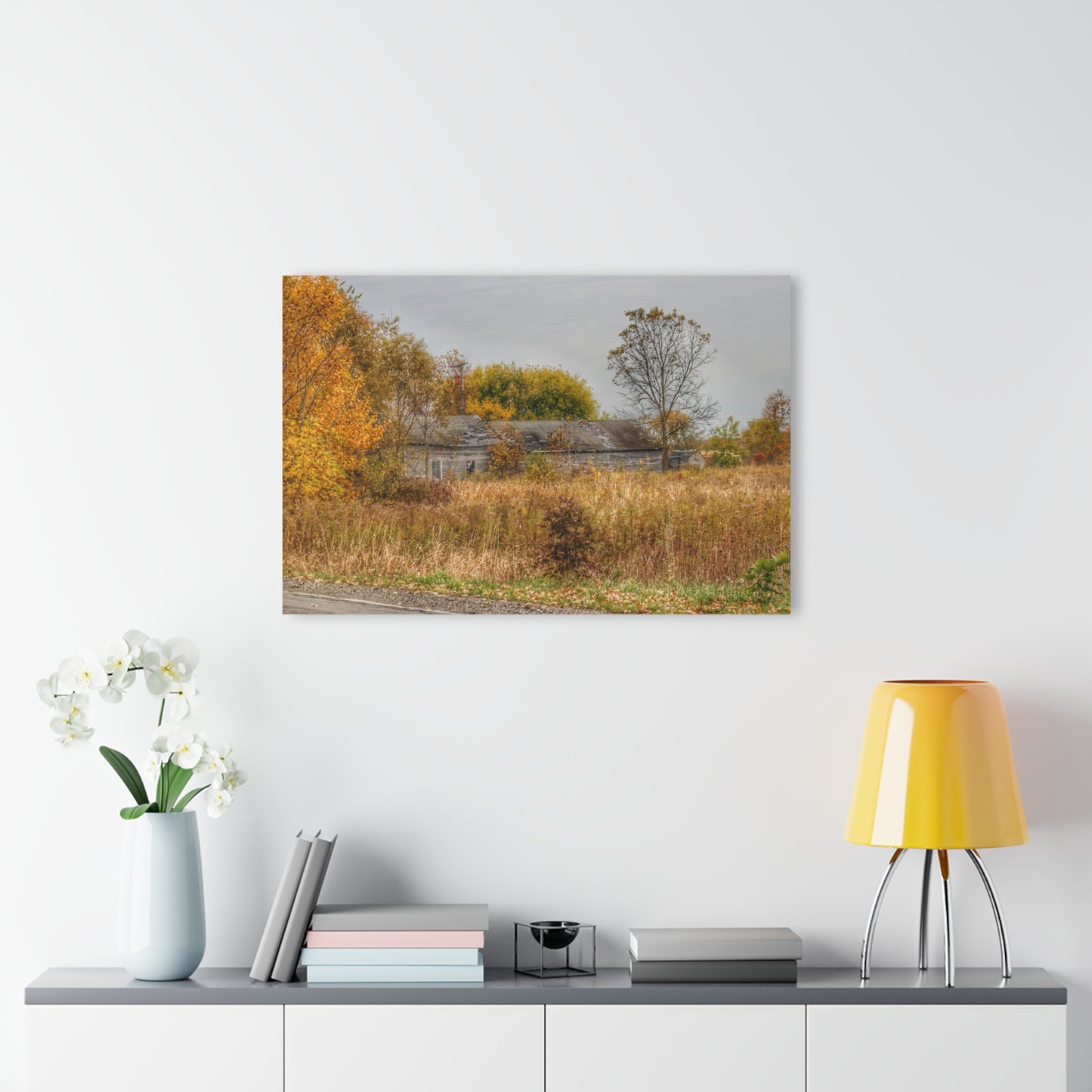 U R There Photography Hill Road Roadside Greys Rustic Farmhouse Acrylic Wall Print