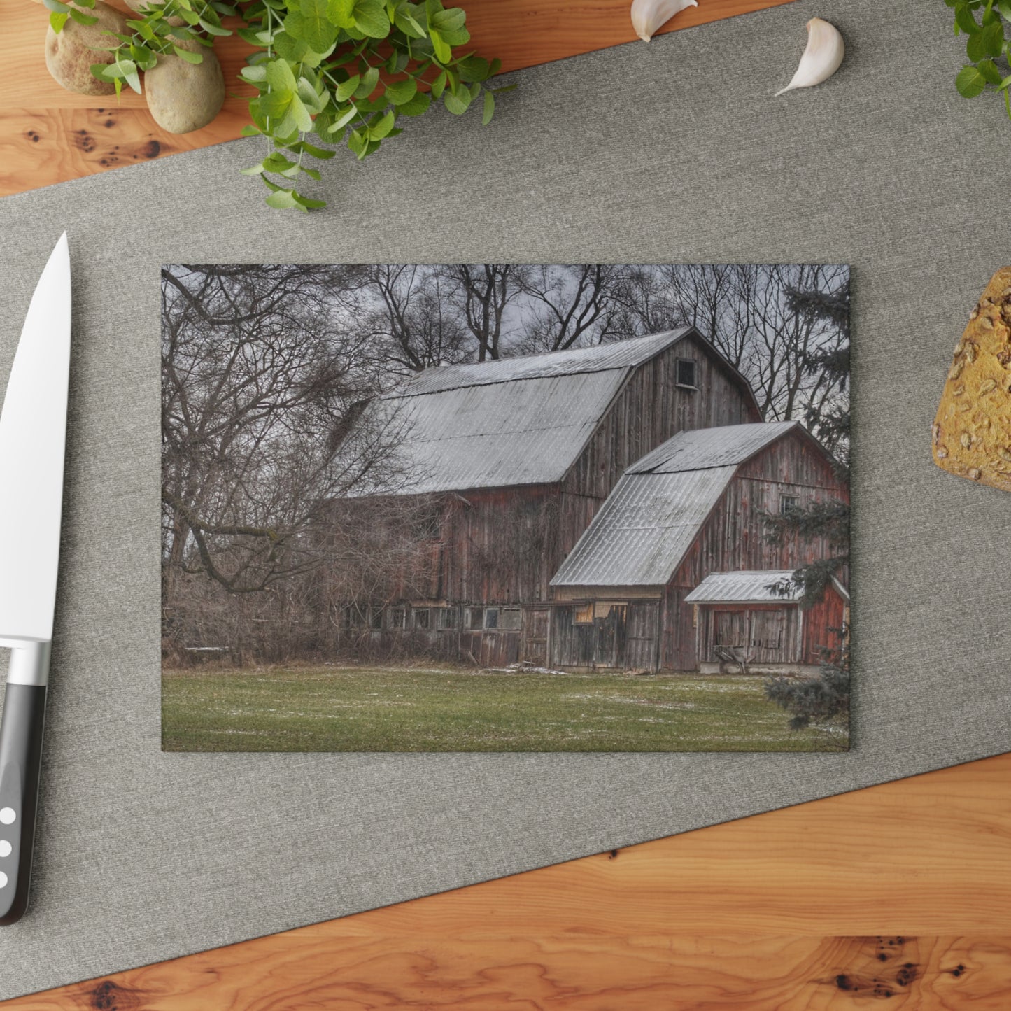 Barn Boutique Rustic Tempered-Glass Cutting Board| Hennessey Road Grey