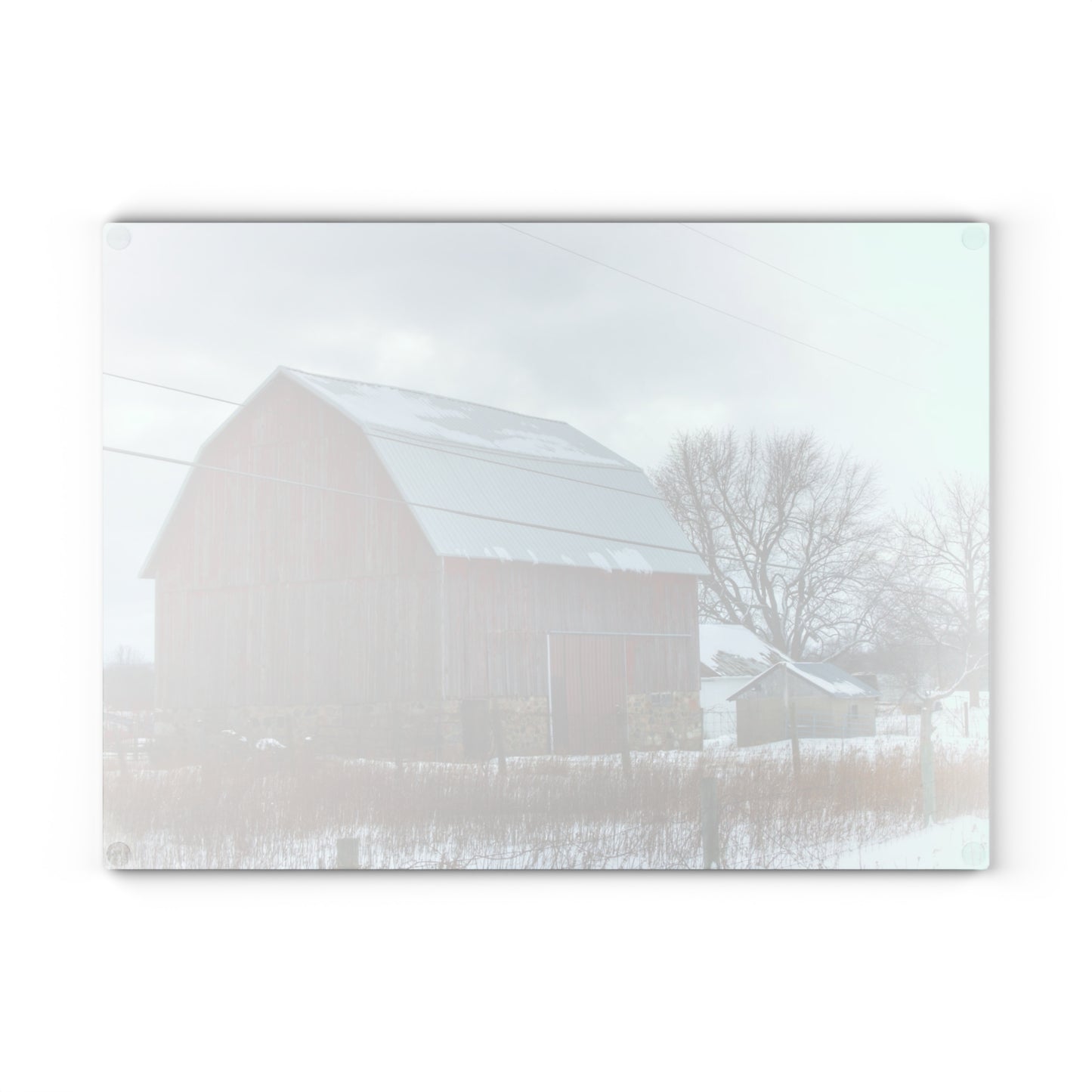 U R There Photography Lake Pleasant Stone Red and Little Grey Rustic Farmhouse Tempered-Glass Cutting Board