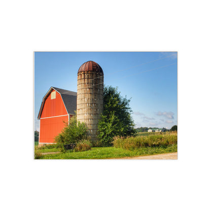 August Red and Silo Rustic Farmhouse Decorative Ceramic Tile
