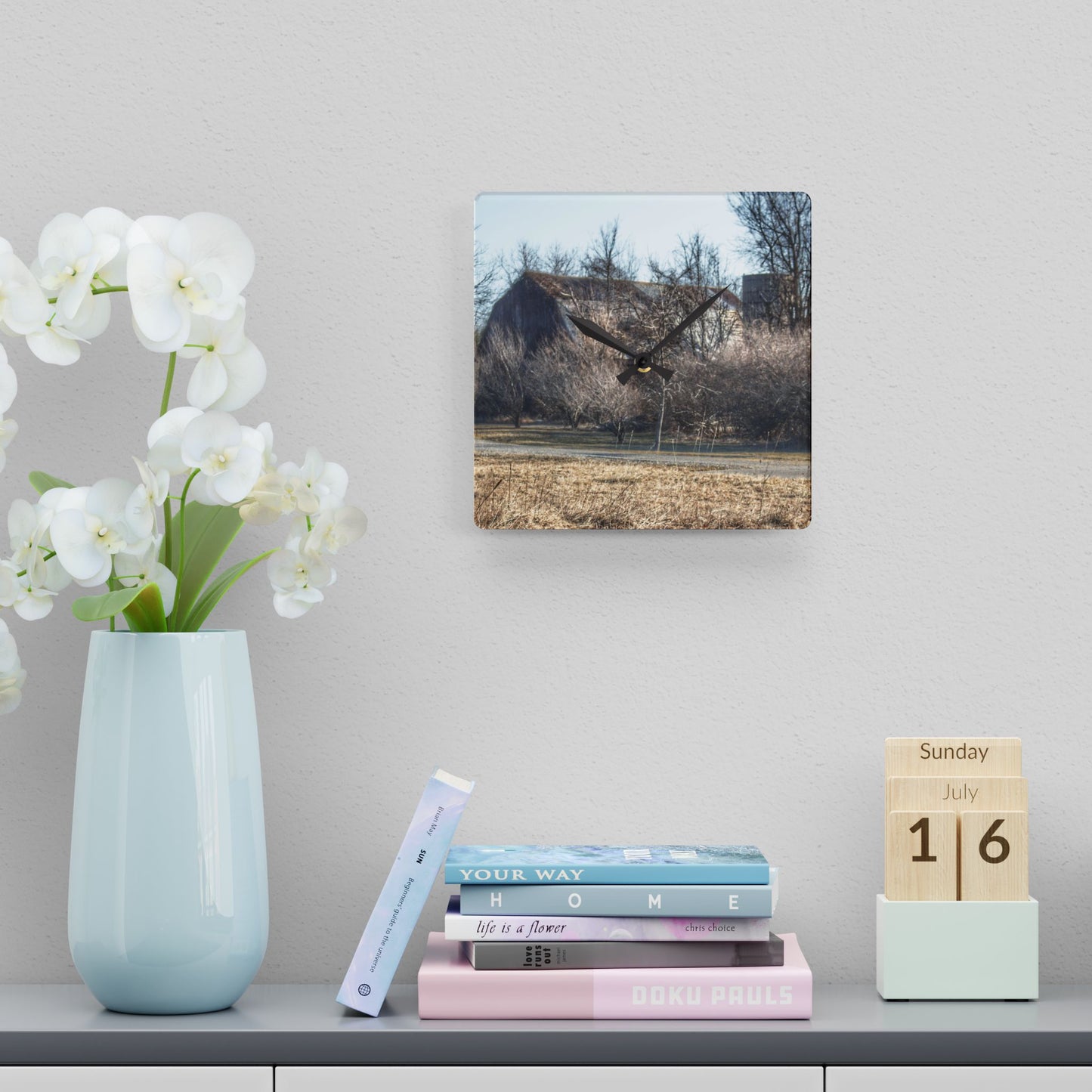 U R There Photography Weyer Road Hidden Rustic Farmhouse Acrylic Analog Wall Clock