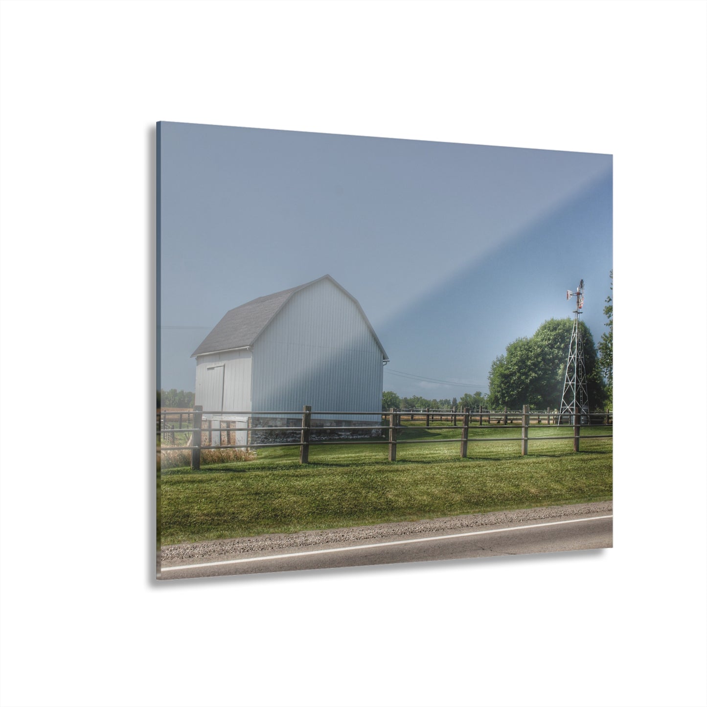 U R There Photography M-90 White and Windmill I Rustic Farmhouse Acrylic Wall Print