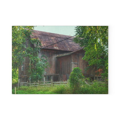 U R There Photography Oxford Rusted Red I Rustic Farmhouse Tempered-Glass Cutting Board