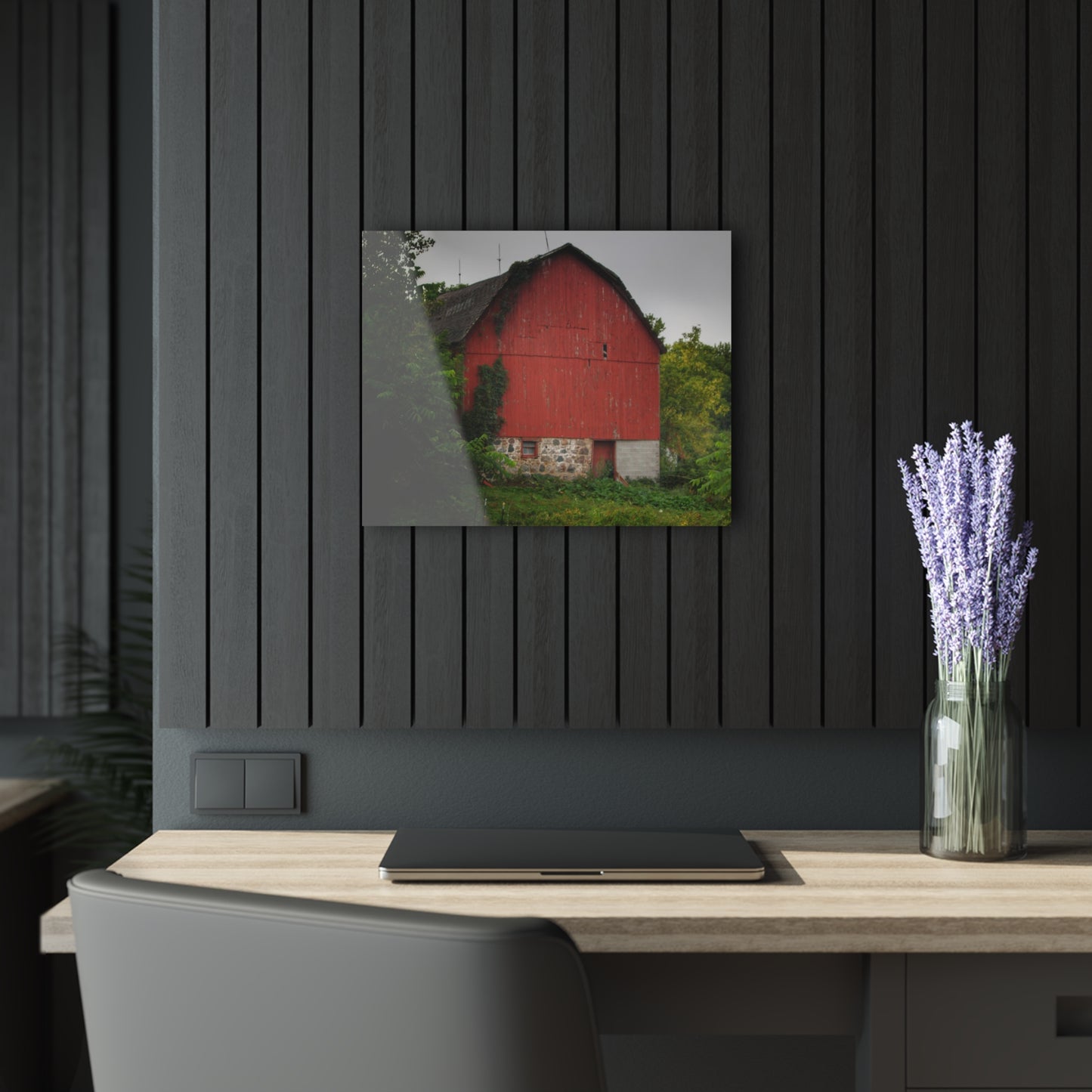 U R There Photography Brown Road Hidden Red I Rustic Farmhouse Acrylic Wall Print