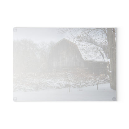 U R There Photography Vassar Road Hidden Grey in Winter Rustic Farmhouse Tempered-Glass Cutting Board