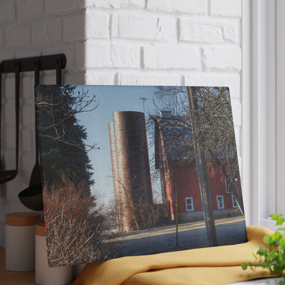 U R There Photography Newark Hidden Red Rustic Farmhouse Tempered-Glass Cutting Board
