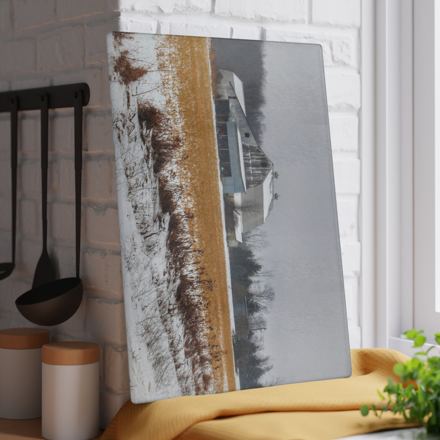 U R There Photography Argyle Road Grey Rustic Farmhouse Tempered-Glass Cutting Board