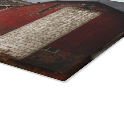 U R There Photography Hurd Corners Red III Rustic Farmhouse Tempered-Glass Cutting Board