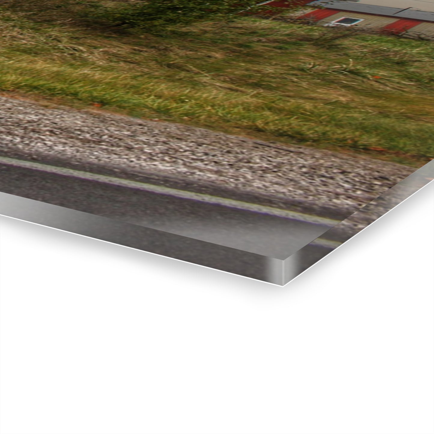 U R There Photography Goodrich Baldwin Road Reds I Rustic Farmhouse Acrylic Wall Print