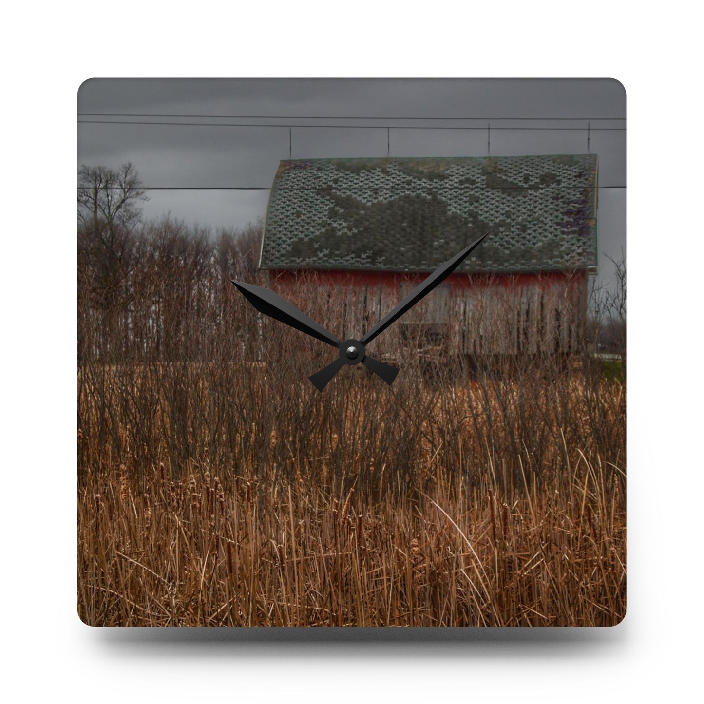 U R There Photography Brown Road Rustic Rustic Farmhouse Acrylic Analog Wall Clock
