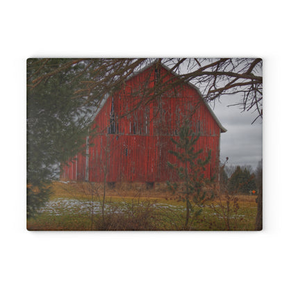 U R There Photography Johnsonmill Road Hidden Red Rustic Farmhouse Tempered-Glass Cutting Board