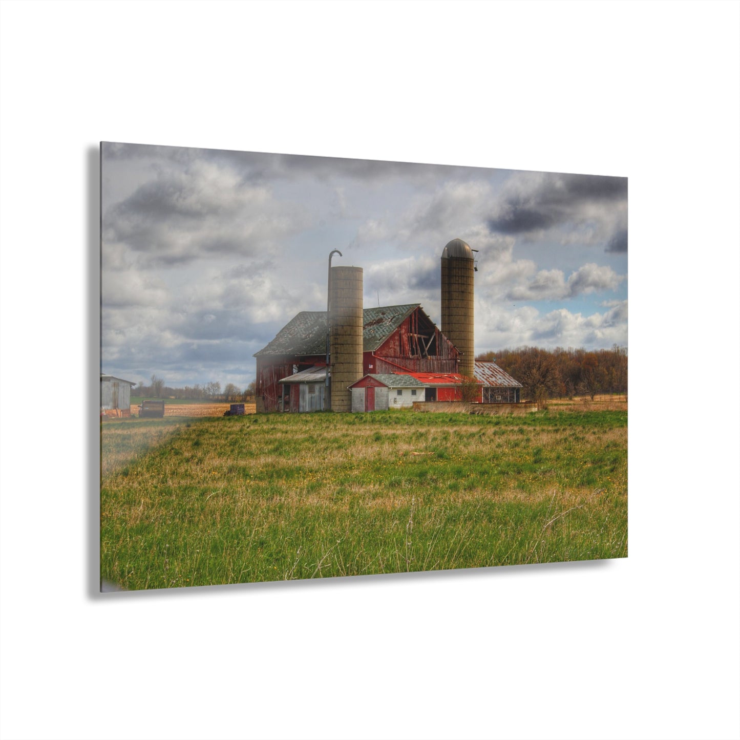 U R There Photography Centerline Road Red Rustic Farmhouse Acrylic Wall Print